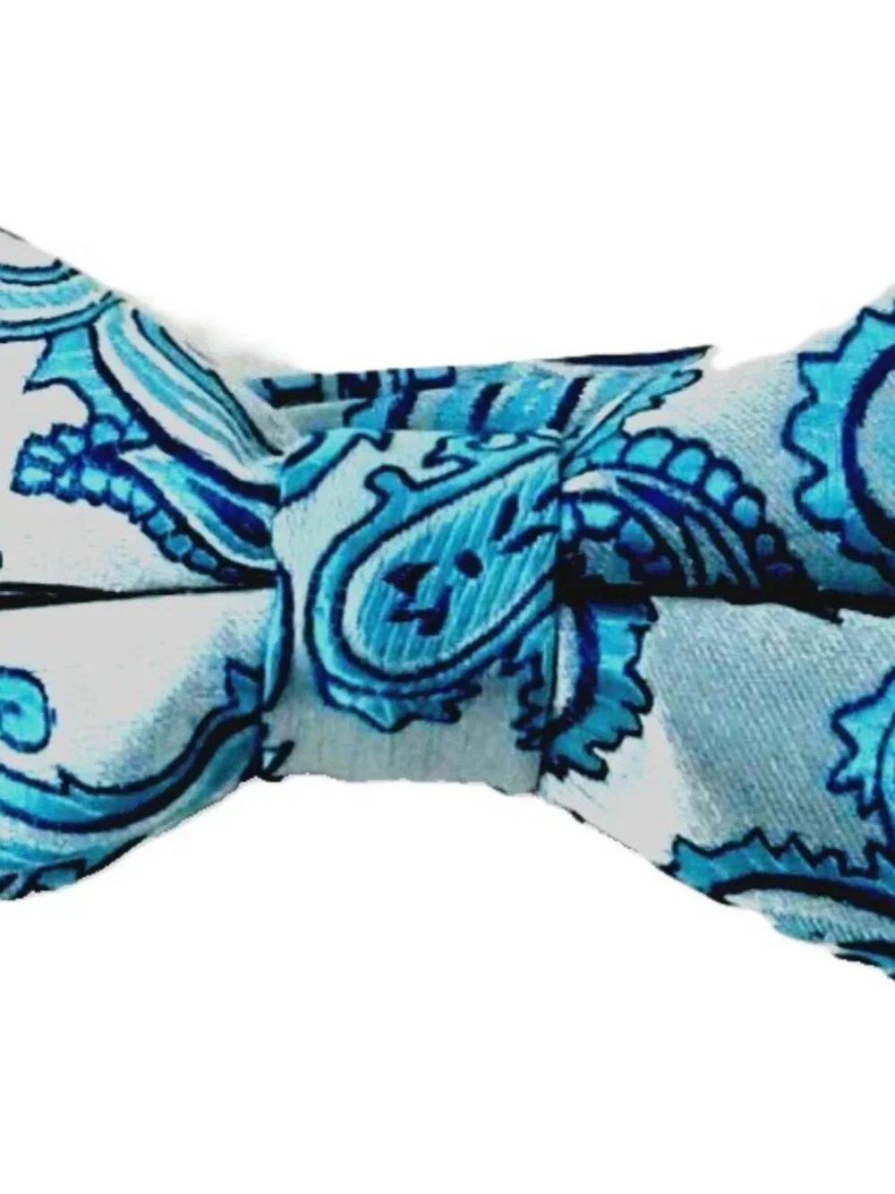 Paisley Bow Tie Bright Aqua Turquoise Pretied Adjustable Brand Q